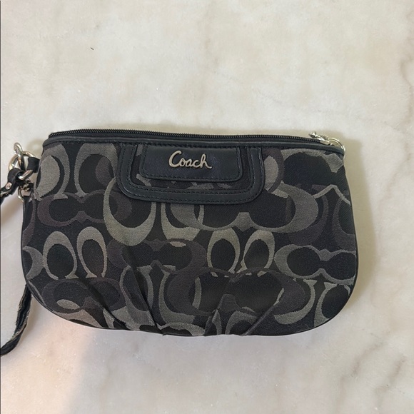 Coach Black and Gray Signature Wristlet - Picture 1 of 5